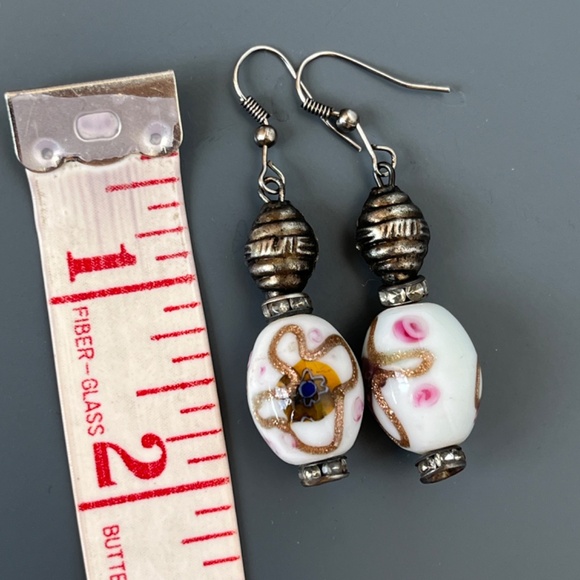 Artisnal glass bead earrings, Murano glass. - Picture 7 of 11